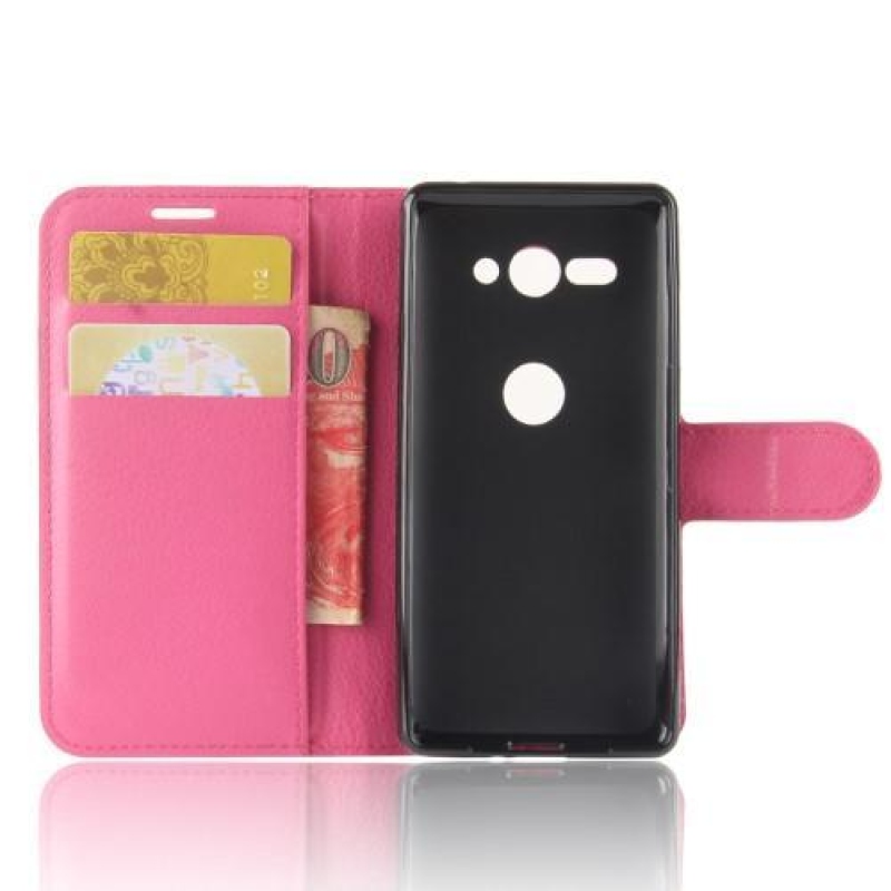Litchi PU bőr tok a Sony Xperia XZ2 Compact készülékhez - rózsaszínű