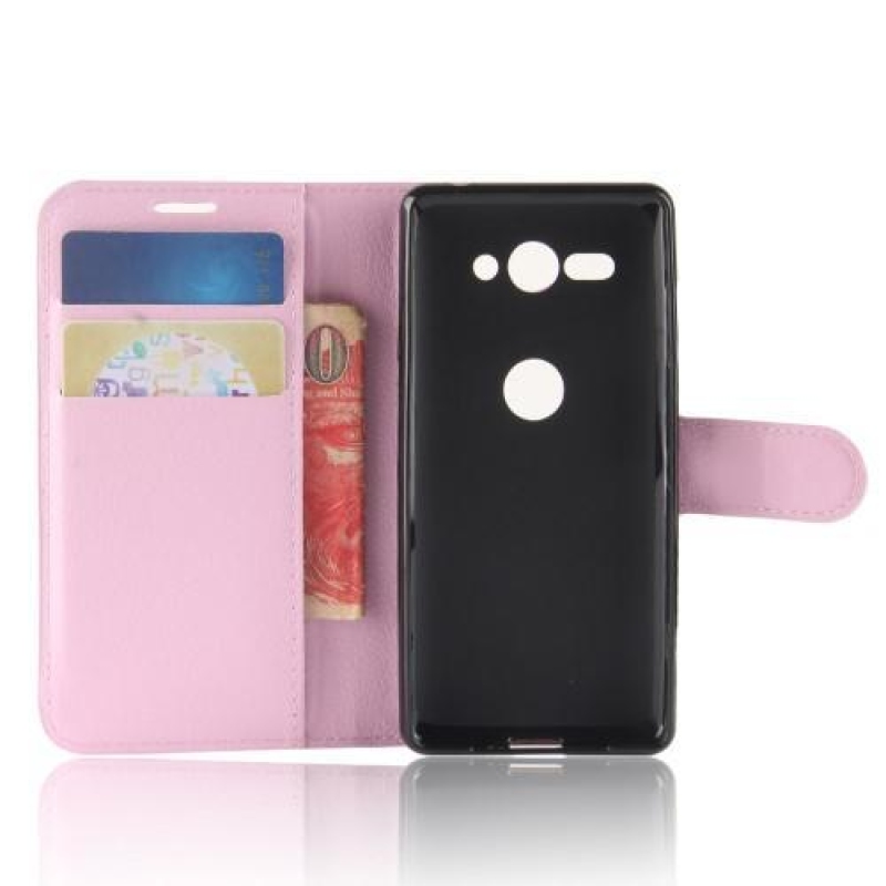 Litchi PU bőr tok a Sony Xperia XZ2 Compact készülékhez - rózsaszínű