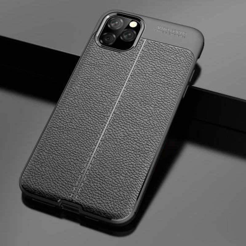Litchi texturált zselés tok Apple iPhone 11 Pro Max 6.5 (2019) készülékhez - fekete