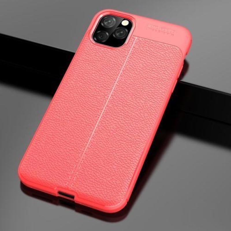 Litchi texturált zselés tok Apple iPhone 11 Pro Max 6.5 (2019) - piros