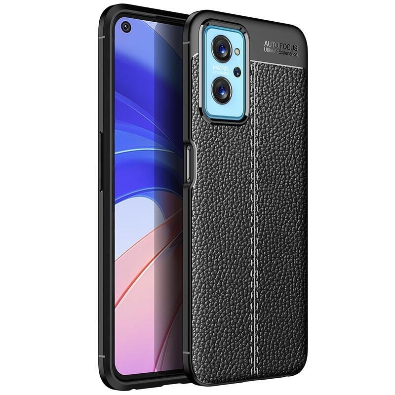 Litchi texturált tartós zselés tok a Realme 9i készülékhez - fekete
