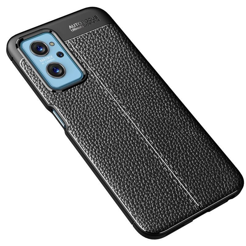 Litchi texturált tartós zselés tok a Realme 9i készülékhez - fekete
