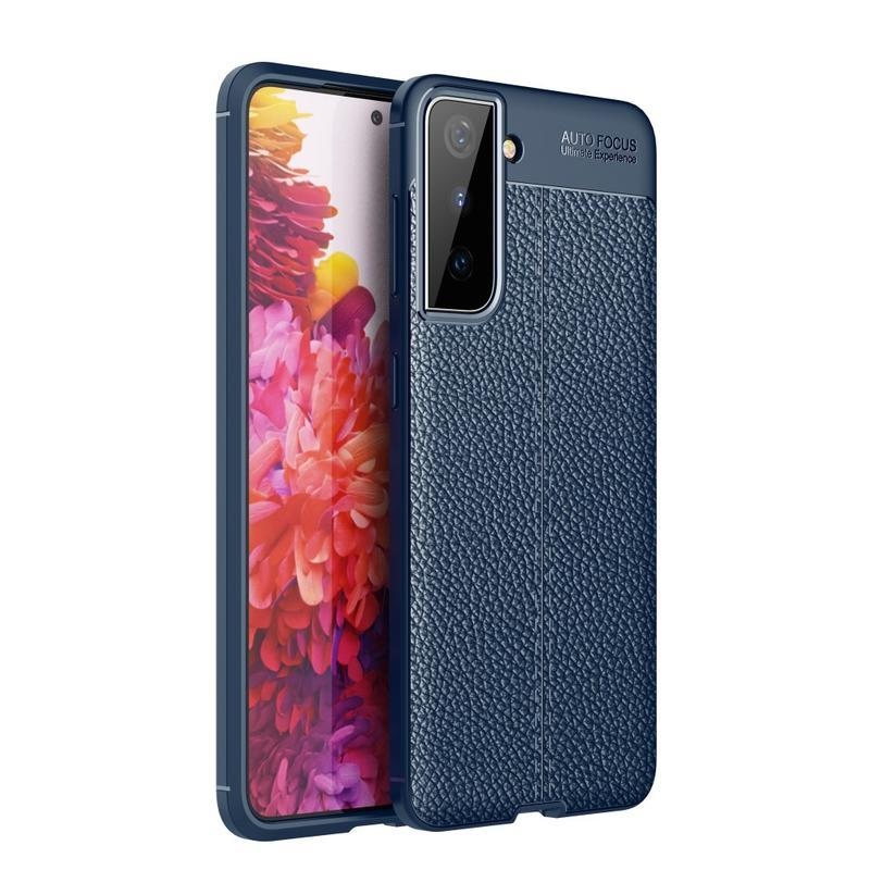 Litchi texturált tartós zselés tok Samsung Galaxy S21 készülékhez - kék