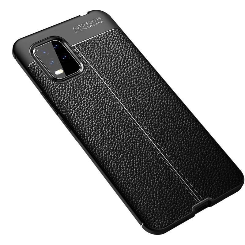 Litchi texturált tartós zselés tok Xiaomi Mi 10 Lite készülékhez - fekete