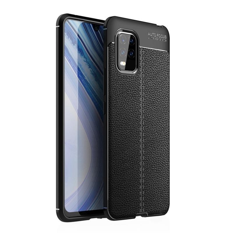 Litchi texturált tartós zselés tok Xiaomi Mi 10 Lite készülékhez - fekete