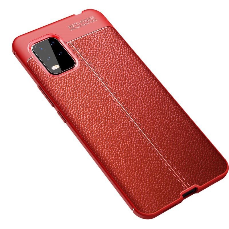 Litchi texturált tartós zselés tok Xiaomi Mi 10 Lite készülékhez - piros