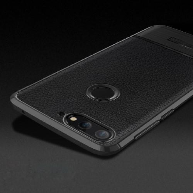 Litchi textúrázott tartós tok Huawei Y7 Prime (2018) - sötétkék