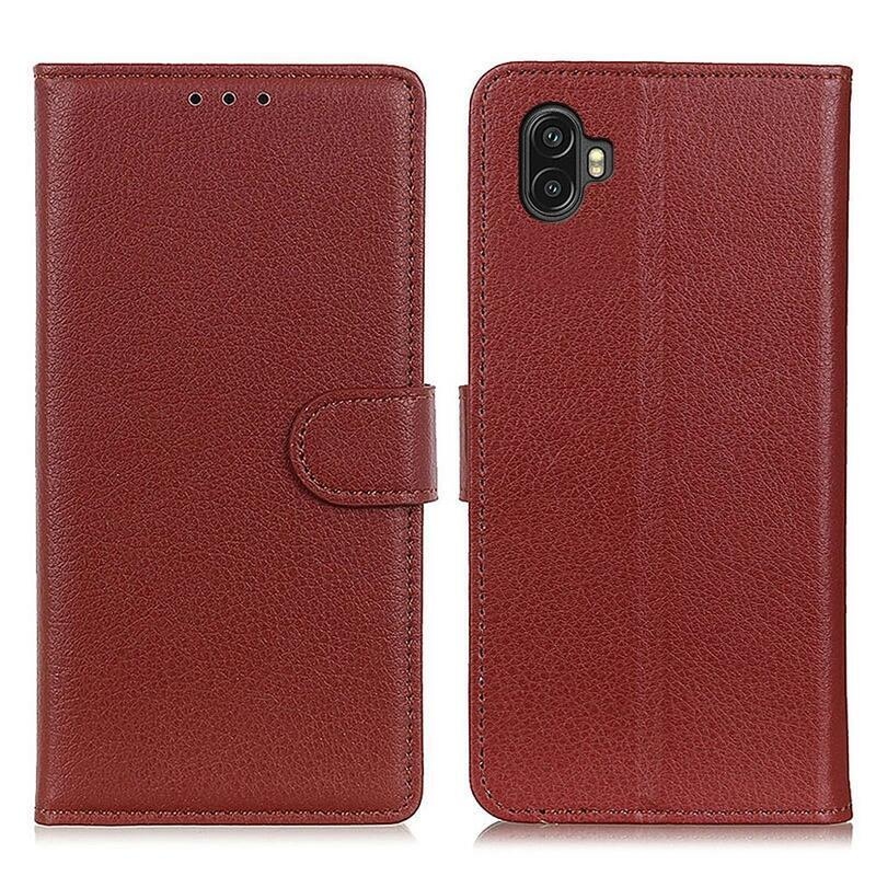 Litchie könyv tok Samsung Galaxy Xcover 6 Pro készülékhez - barna