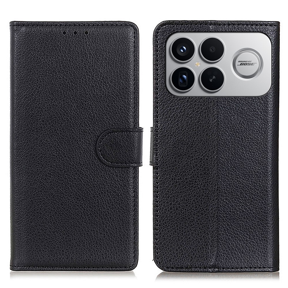 Litchie könyv tok a Xiaomi Poco F8 Ultra 5G-hez - fekete