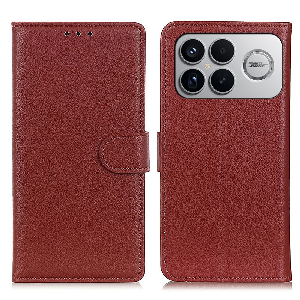 Litchie könyv tok a Xiaomi Poco F8 Ultra 5G-hez - barna