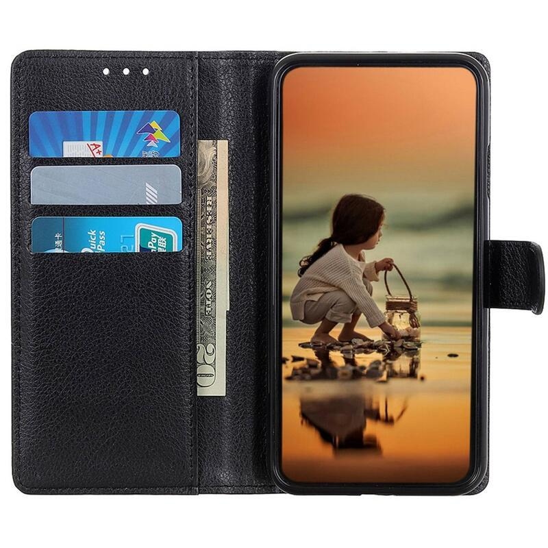 Litchie könyv tok Xiaomi Redmi Note 12S-hez - fekete