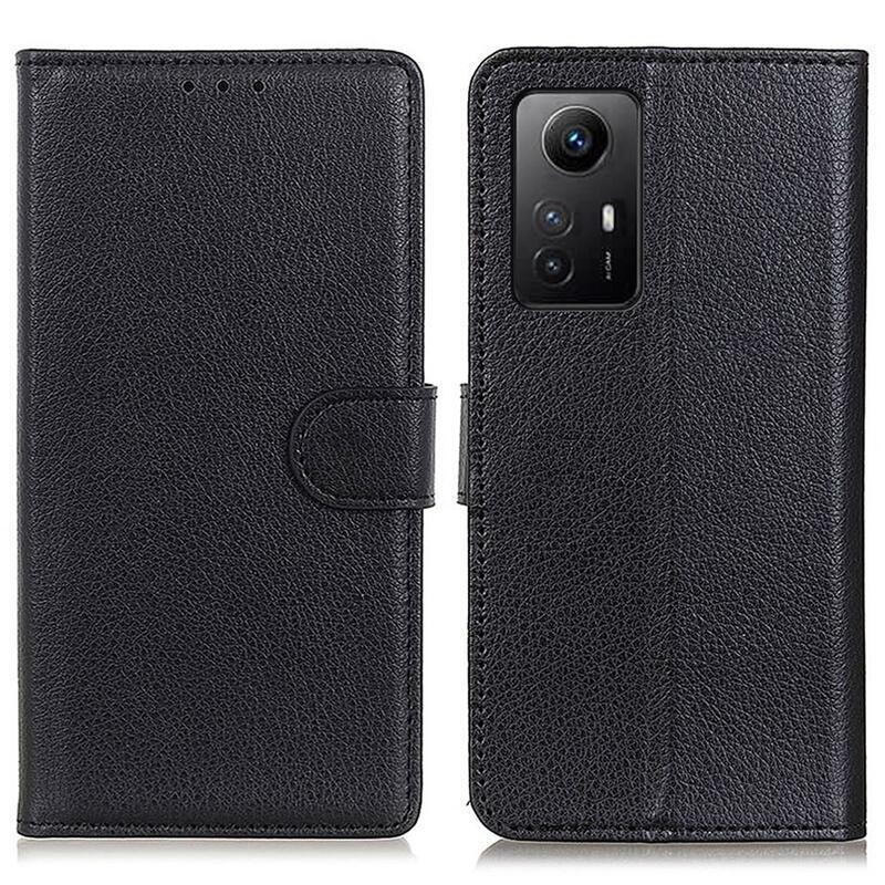 Litchie könyv tok Xiaomi Redmi Note 12S-hez - fekete