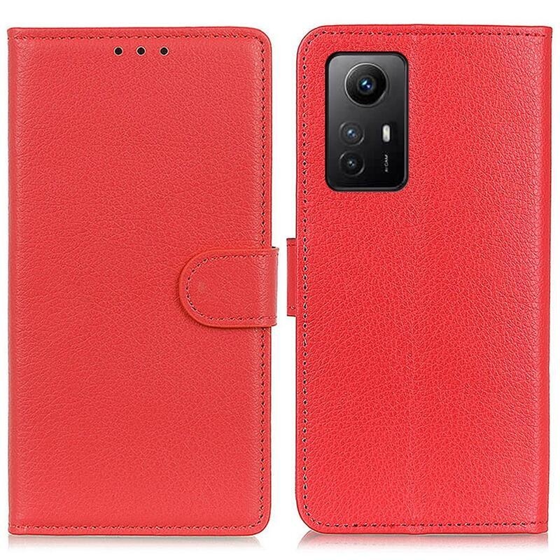 Litchie könyv tok Xiaomi Redmi Note 12S-hez - piros