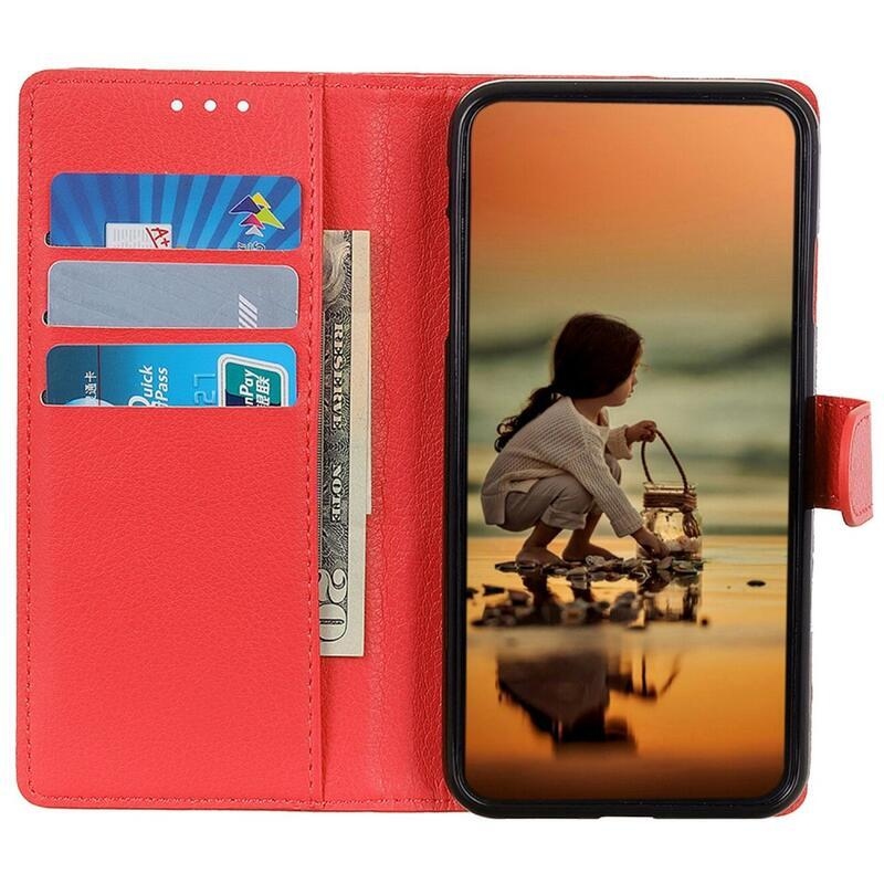 Litchie könyv tok Xiaomi Redmi Note 12S-hez - piros