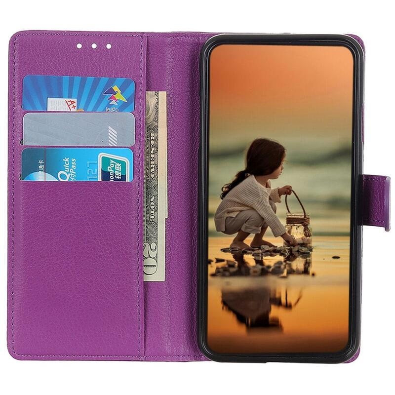 Litchie könyv tok Xiaomi Redmi Note 12S-hez - lila