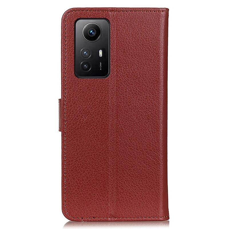 Litchie könyv tok Xiaomi Redmi Note 12S-hez - barna