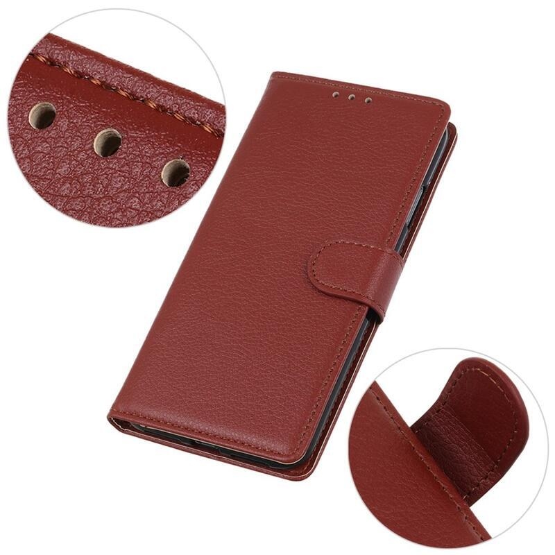 Litchie könyv tok Xiaomi Redmi Note 12S-hez - barna