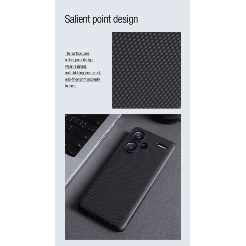 Nillkin Super Frosted PRO mágneses hátlap Xiaomi Redmi Note 13 Pro+ 5G Fekete fekete