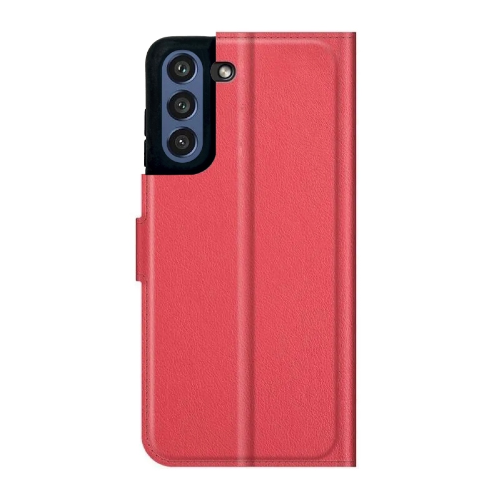 Litchi PU bőr pénztárca tok Samsung Galaxy S21 FE 5G számára - piros