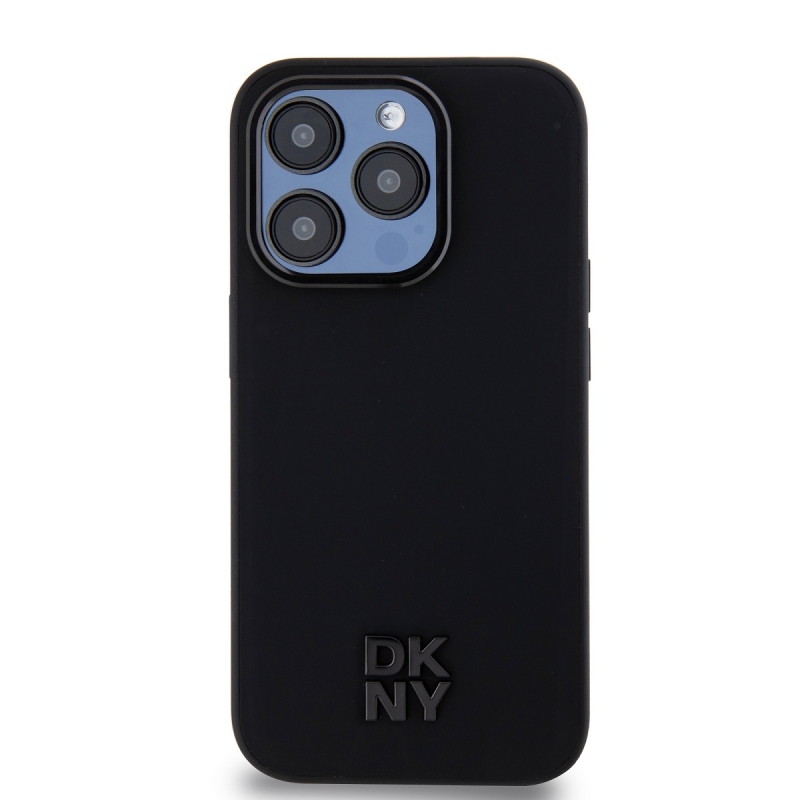 DKNY PU bőr Stack Logo Magsafe hátlap iPhone 14 Pro Fekete