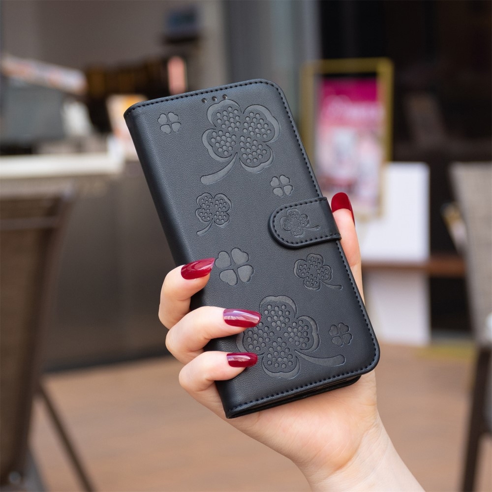 Clover könyv tok Xiaomi Redmi Note 14 Pro-hoz - fekete