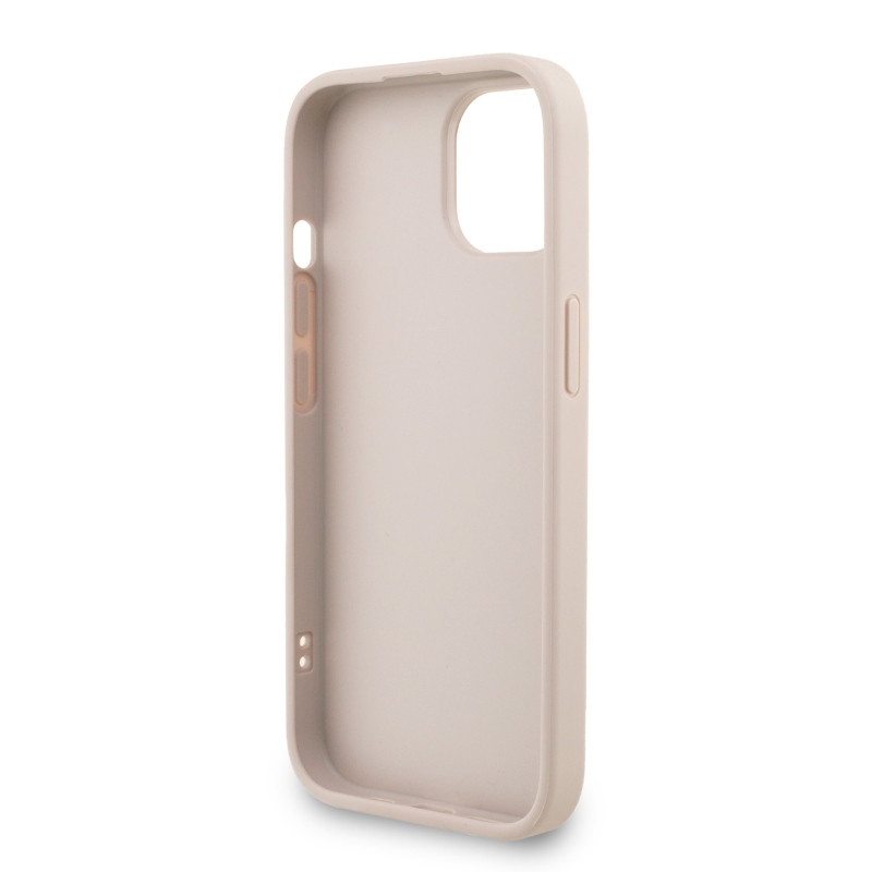 Guess PU 4G fém logós pántos hátlap iPhone 15 rózsaszínhez