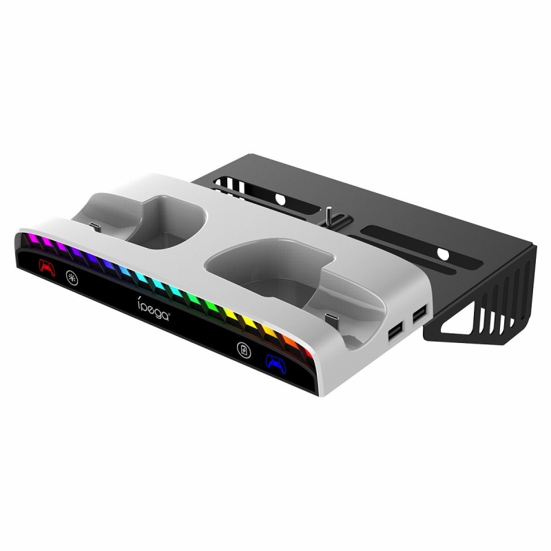 iPega P5S011 fali tartó PS5/PS5 Slim PS5 vezérlőhöz kettős töltő dokkolóval
