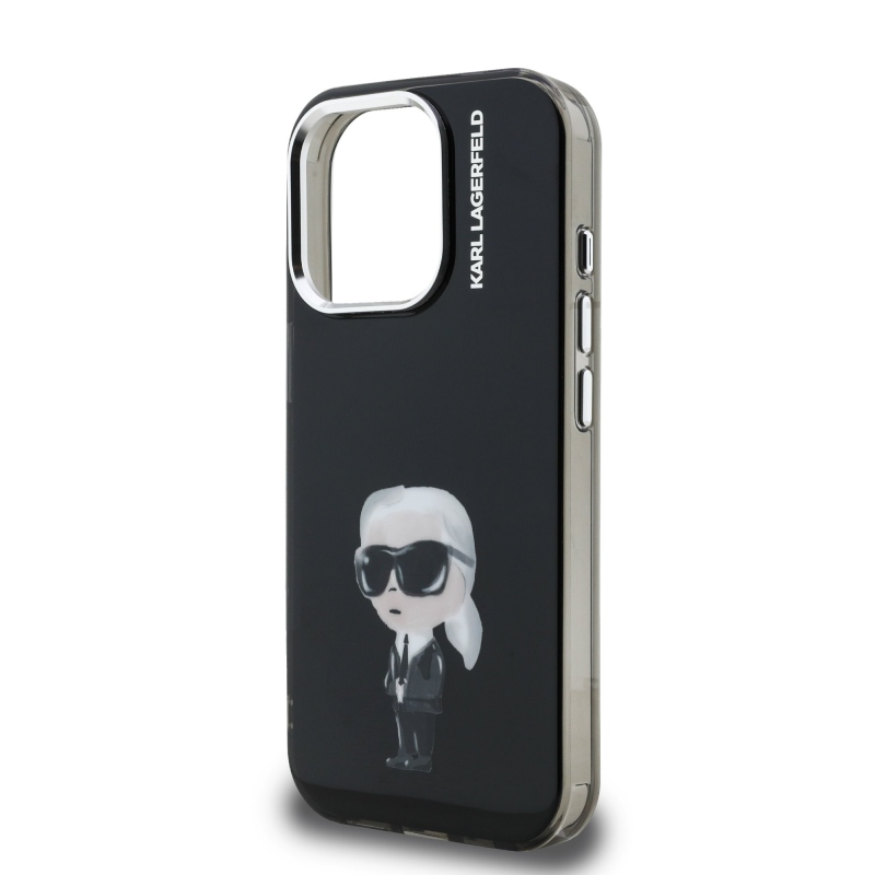 Karl Lagerfeld IML Aquarelle Karl hátlapi borító iPhone 15 Pro készülékhez Fekete