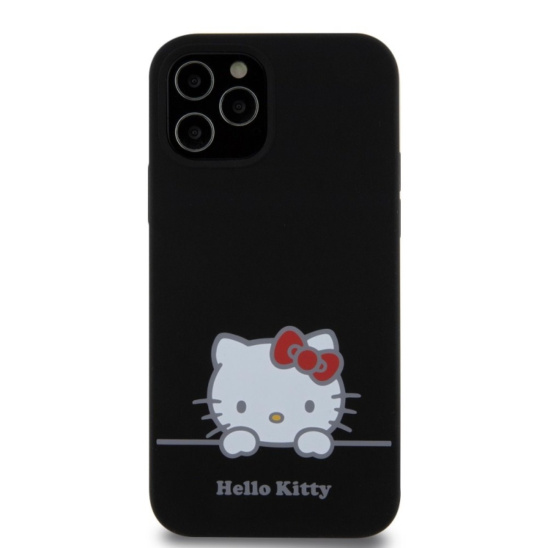 Hello Kitty Liquid Silicone Daydreaming Logo hátlapi borító iPhone 12/12 Pro Fekete