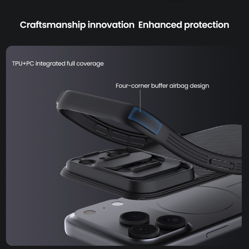 Nillkin CamShield PRO mágneses hátlap Apple iPhone 17 Pro készülékhez Fekete