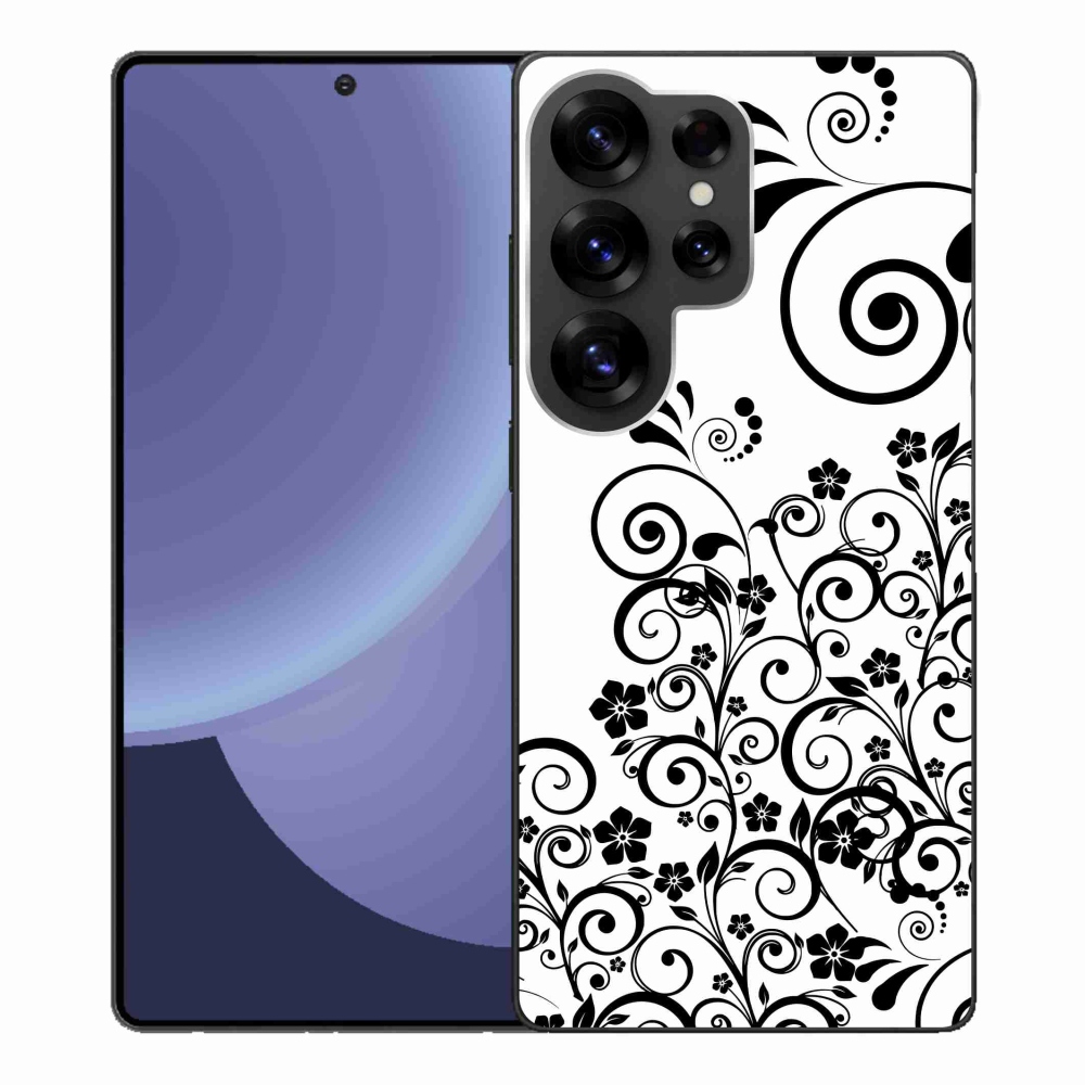 Gél borítás mmCase Samsung Galaxy S25 Ultra - fekete-fehér virágminták