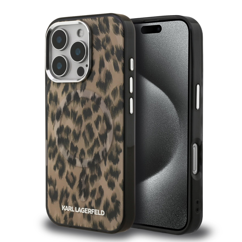 Karl Lagerfeld IML Leopard Leopard MagSafe hátlap iPhone 16 Pro barna színű készülékhez