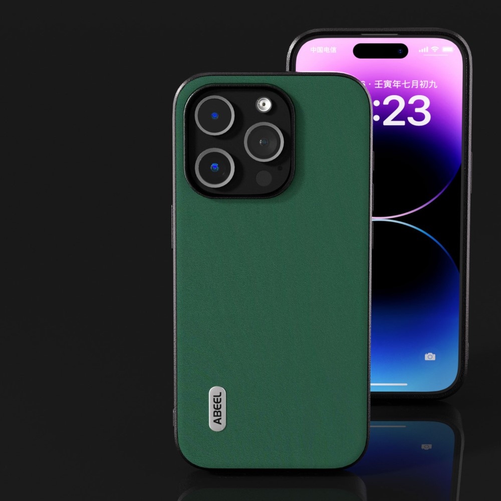 ABEEL zselés tok kemény hátlappal iPhone 15 Pro Max készülékhez - zöld