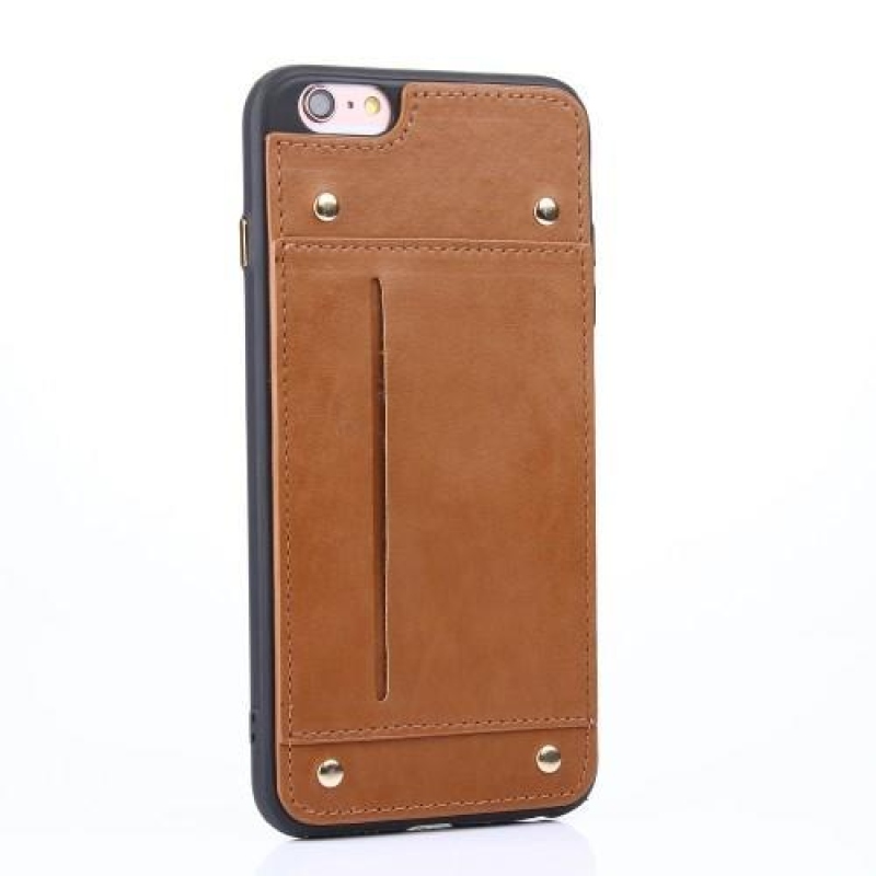 Lofty zselés tok műbőr hátlappal és rekesszel iPhone 6 és iPhone 6s készülékhez - barna színű