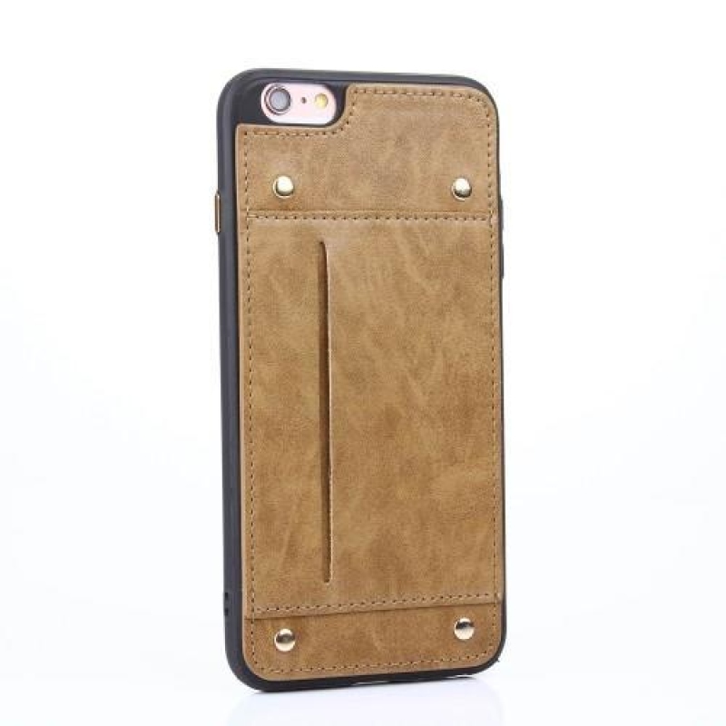 Műbőr hátlappal és rekesszel ellátott zselés tok iPhone 6 és iPhone 6s készülékhez - khaki színű