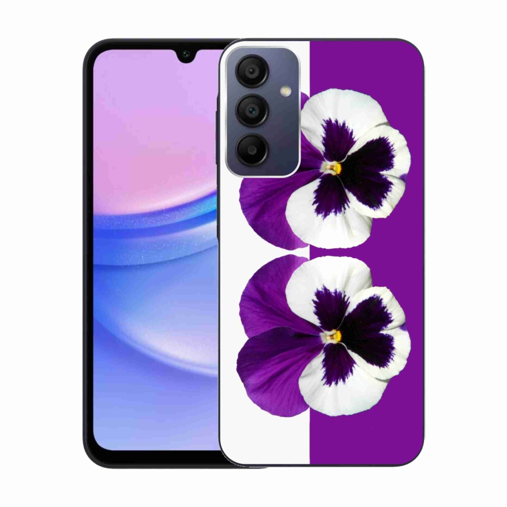 Gél védőhuzat mmCase Samsung Galaxy A15 4G/5G - lila és fehér virág