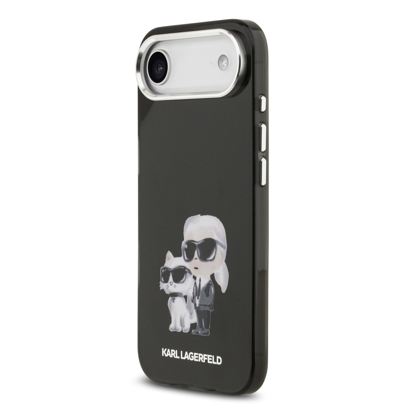 Karl Lagerfeld IML Aquarelle Karl és Choupette hátlapi borító iPhone Air készülékhez Fekete