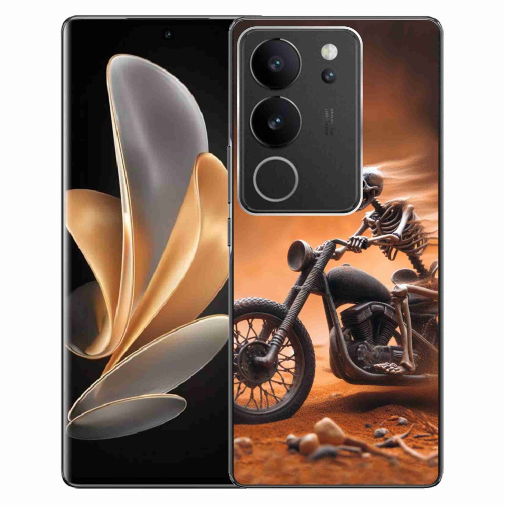 Gél borítás mmCase a Vivo V29 5G-hez - csontváz egy motorkerékpáron