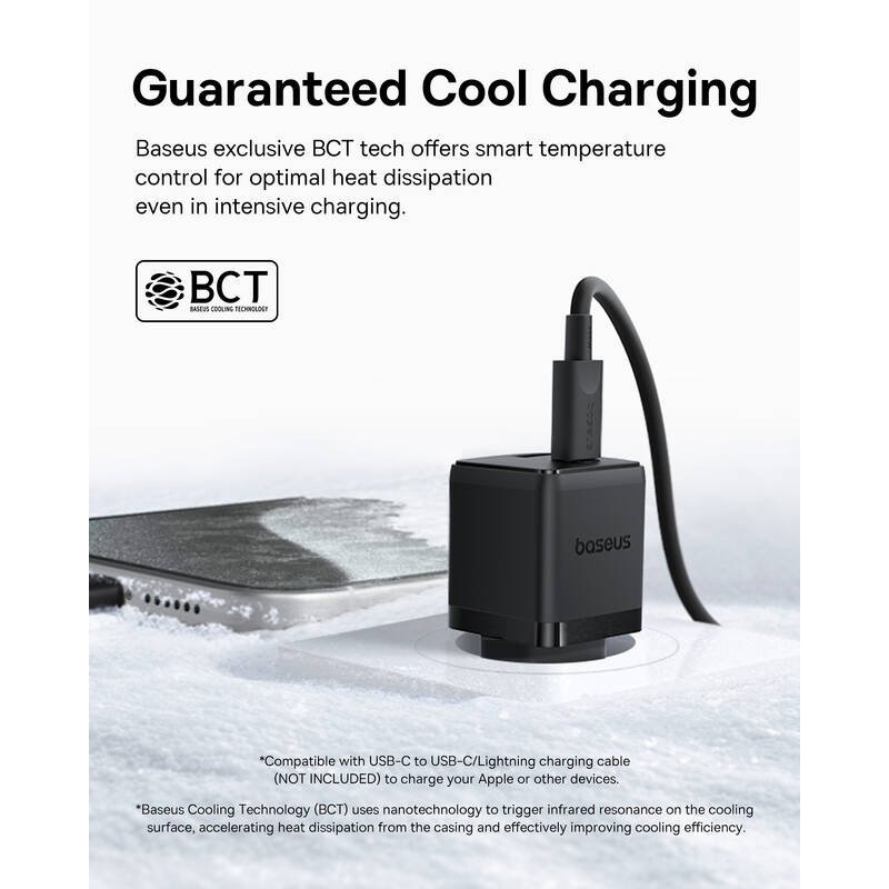 Baseus Palm gyors töltő USB-A + USB-C 30W Fekete
