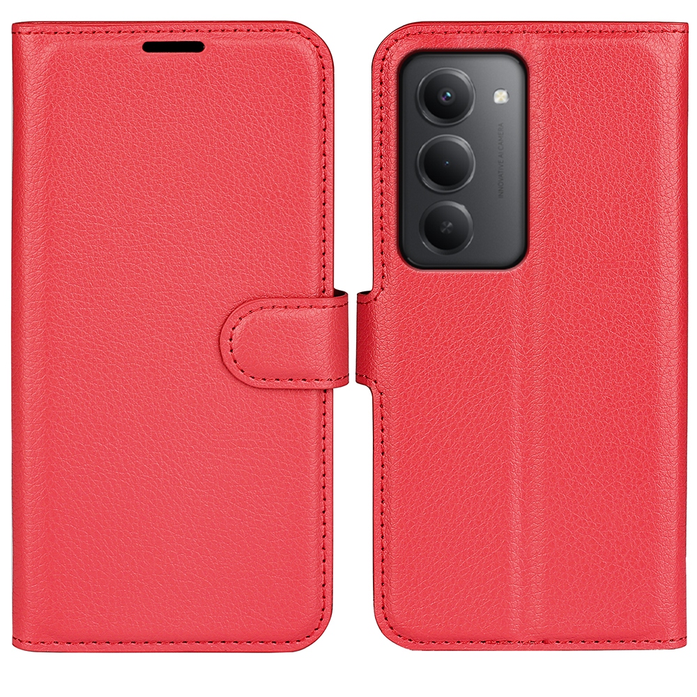 Litchi könyv tok Xiaomi Redmi 15 4G/5G (171mm) - piros