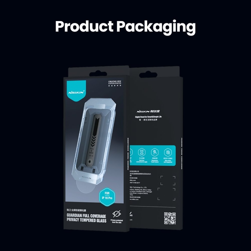 Nillkin edzett üveg 0.25mm Guardian 2.5D Apple iPhone 16 Pro fekete (applikátorral)
