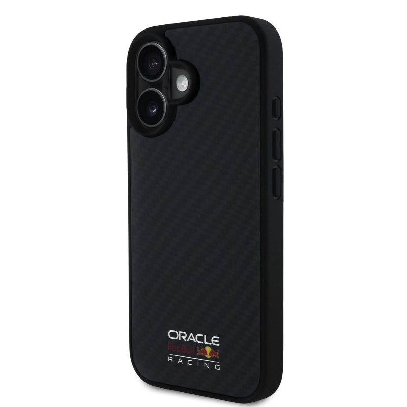 Red Bull Carbon fényes logóval ellátott MagSafe hátlap iPhone 16-hoz Fekete
