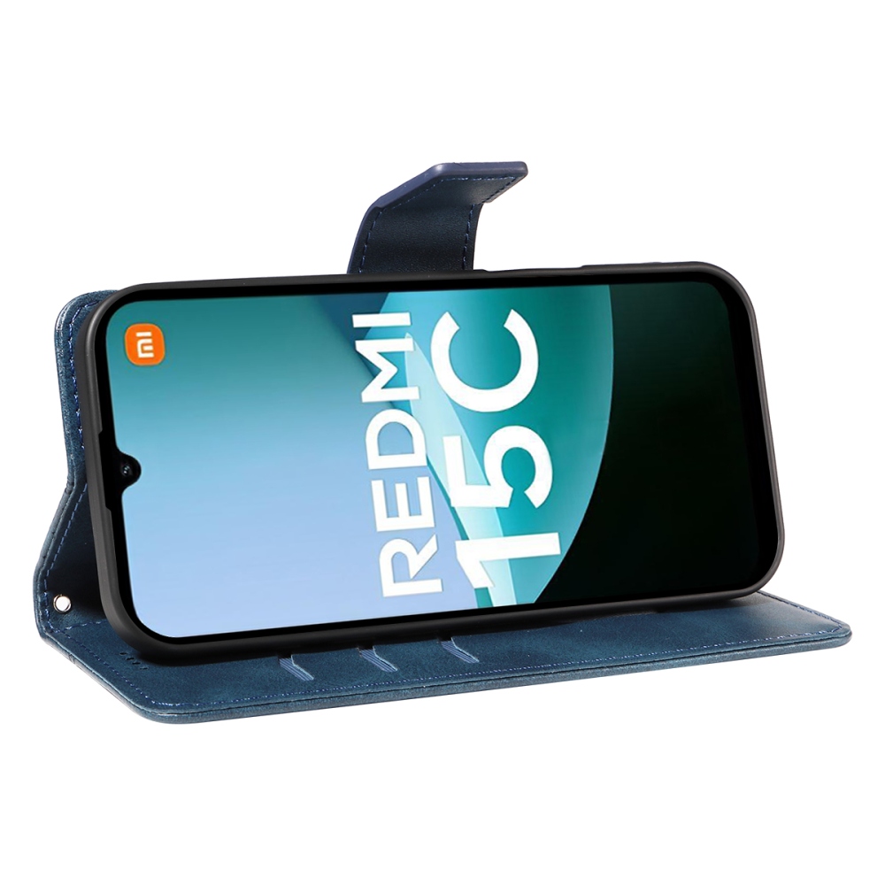 Rácsos könyv tok Xiaomi Redmi 15C 4G/5G (173mm) - kék