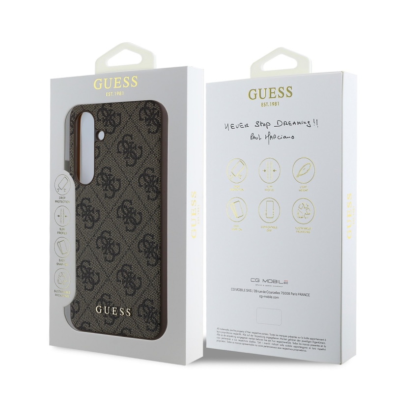 Guess 4G Charm hátlap Samsung Galaxy S24 FE barna borító Samsung Galaxy S24 FE barna