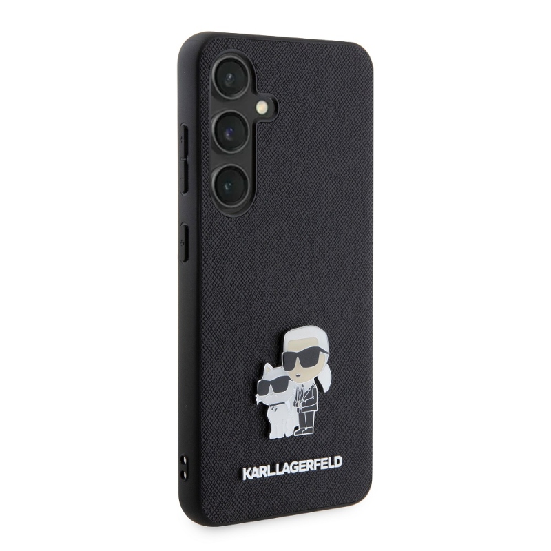 Karl Lagerfeld PU Saffiano fém Karl és Choupette hátlap Samsung Galaxy S24 fekete