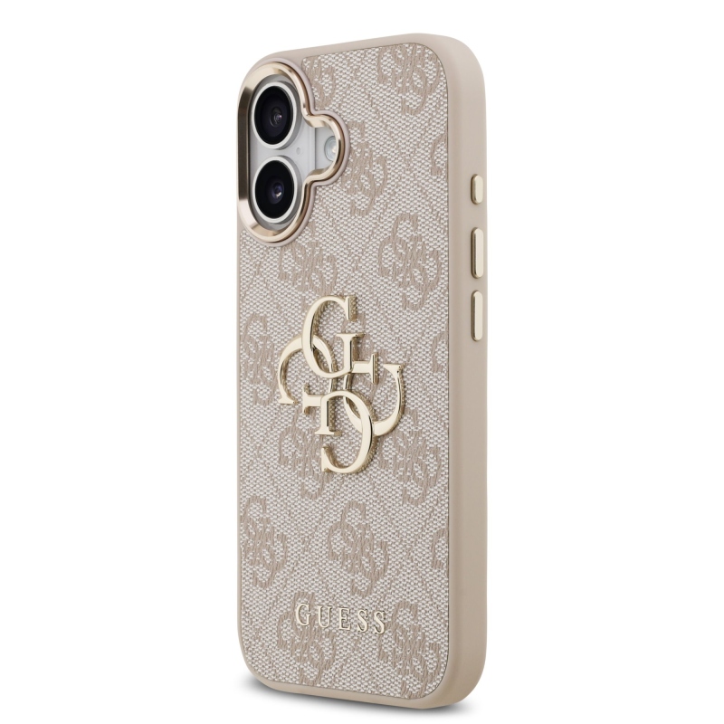 Guess PU bőr 4G fém logó arany keret hátlapi borító iPhone 17 rózsaszínhez