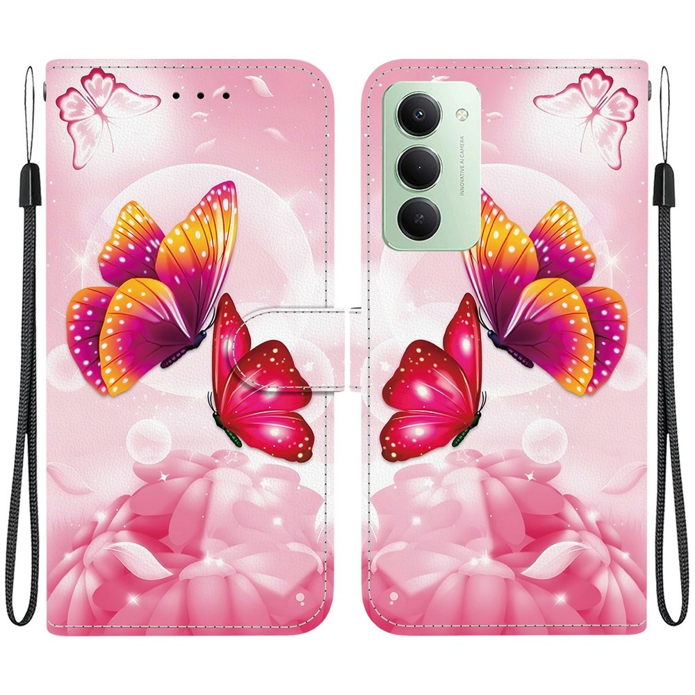 Sokoldalú könyvtáska Xiaomi Redmi 15 4G (171mm) - rózsaszín pillangókhoz