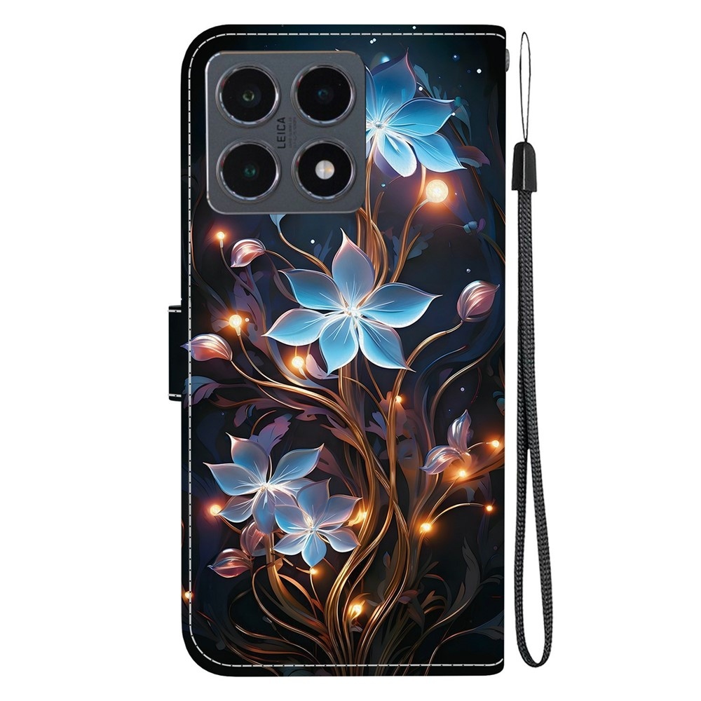 Sokoldalú könyv tok Xiaomi 15T-hez - kék virágok