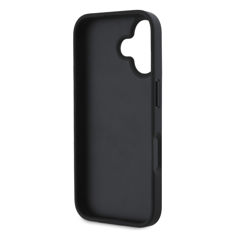DKNY PU bőr ismétlődő mintás tonális csíkos hátlap iPhone 16-hoz Fekete