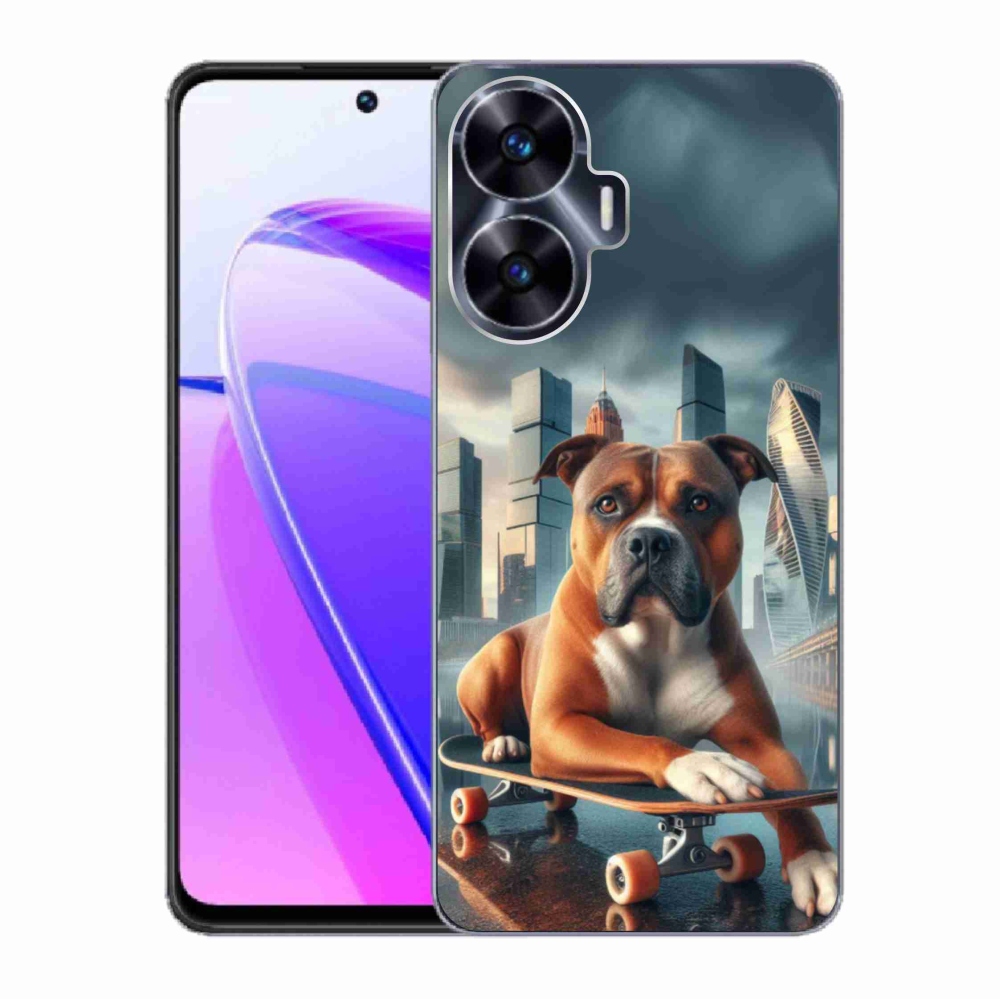 Gél borítás mmCase a Realme C55 készülékhez - kutya gördeszkán